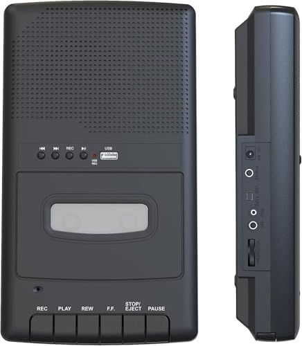 カセットプレーヤー、MP3変換デジタル化対応、 PC不要、カセットテープレコーダー・録音・再生可能テープレコーダー、カセットテープ デジタル化、USBメモリー録音機能・マイク付き・スピーカー内蔵・3.5mmイヤホン端子・携帯便利t a3b44817