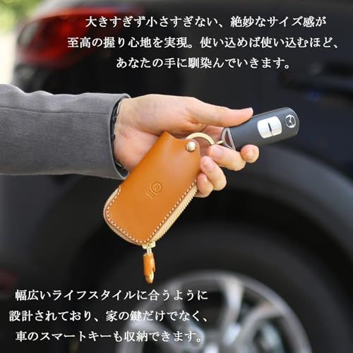 [ポルコロッソ] キーケース スマートキーケース メンズ レディース 本革 栃木レザー スマートキー キー キーホルダー 革 ファスナー ブランド 日本製 キャメル [sokunou]t 3f37cf45