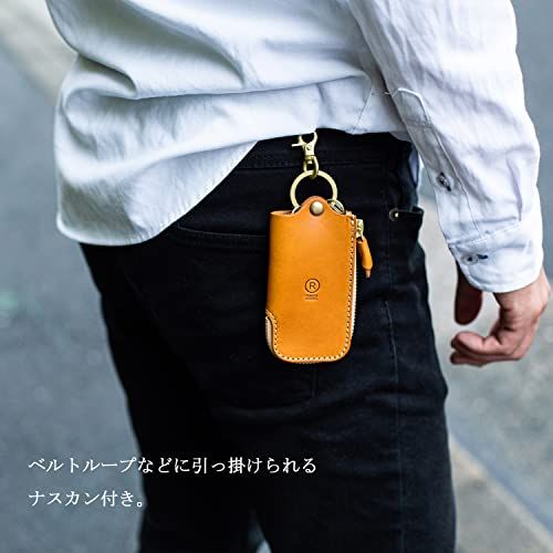 [ポルコロッソ] キーケース スマートキーケース メンズ レディース 本革 栃木レザー スマートキー キー キーホルダー 革 ファスナー ブランド 日本製 キャメル [sokunou]t 3f37cf45