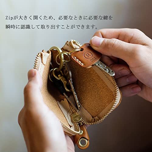 [ポルコロッソ] キーケース スマートキーケース メンズ レディース 本革 栃木レザー スマートキー キー キーホルダー 革 ファスナー ブランド 日本製 キャメル [sokunou]t 3f37cf45