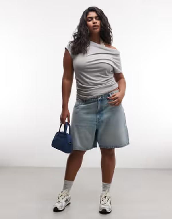 コルージョン レディース ボトムス ハーフパンツ・ショーツ プラスサイズ COLLUSION Plus loose jorts in light wash Light Wash