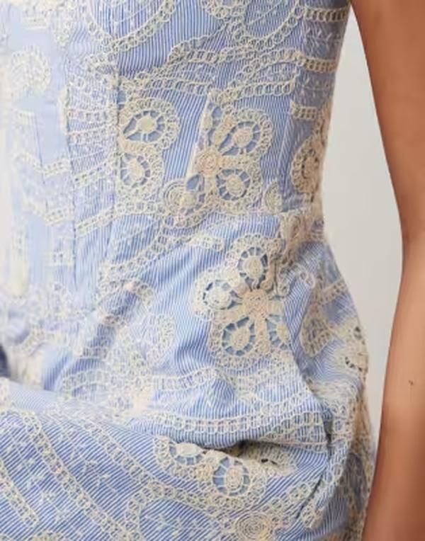 バードット レディース トップス ワンピース フラワー柄 ミディ フラワー Bardot Lilah broderie corset midi dress floral Baby Blue Flora