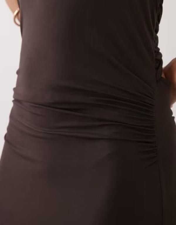 エイソス レディース トップス ワンピース ミディ ホルター ASOS DESIGN tie back halter midi dress in chocolate チョコレート