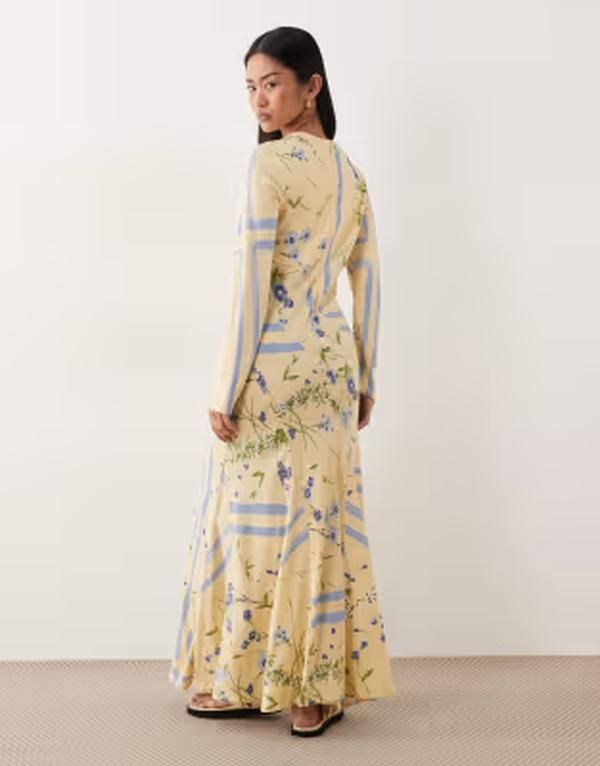 エイソス レディース トップス ワンピース フラワー柄 プリント マキシ フラワー ASOS DESIGN round neck maxi dress in yellow floral print Y エイソス レディース トップス ワンピース フラワー柄 プリント マキシ フラワー ASOS DESIGN round neck maxi dress in yellow floral print Y