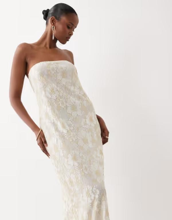 サウスビーチ レディース トップス ワンピース レース マキシ South Beach glitter lace bandeau maxi dress WHITE ホワイト サウスビーチ レディース トップス ワンピース レース マキシ South Beach glitter lace bandeau maxi dress WHITE ホワイト