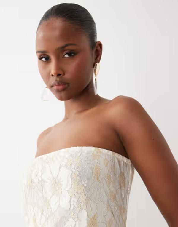 サウスビーチ レディース トップス ワンピース レース マキシ South Beach glitter lace bandeau maxi dress WHITE ホワイト サウスビーチ レディース トップス ワンピース レース マキシ South Beach glitter lace bandeau maxi dress WHITE ホワイト