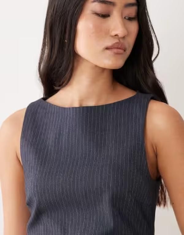 ミスセルフフリッジ レディース トップス ワンピース Misselfridge tailored shift dress in bengaline Navy stripe ネイビー ミスセルフフリッジ レディース トップス ワンピース Misselfridge tailored shift dress in bengaline Navy stripe ネイビー