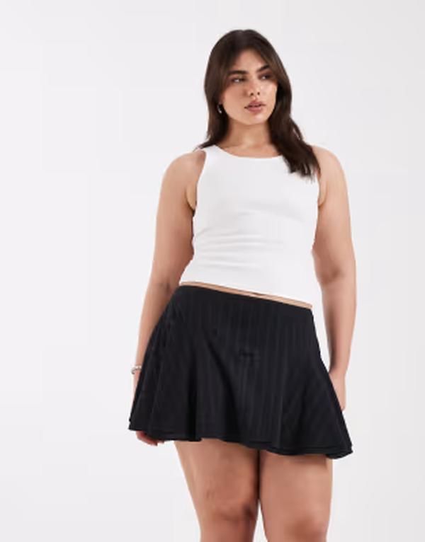 エイソス レディース ボトムスカート ミニ レース ASOS Curve ASOS DESIGN Curve texturedropped waist lace insert mini skirt B