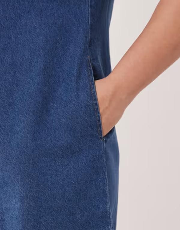 エイソス レディース トップス ワンピース デニム ASOS Curve ASOS DESIGN Curve denim fit and flare shift dress in mid BLUE ブ