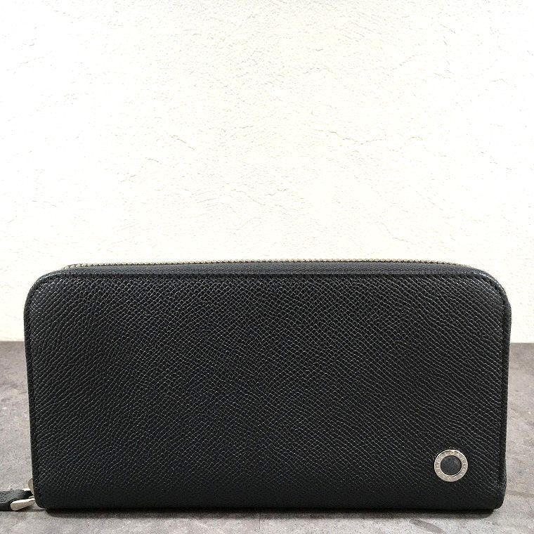 未使用品 BVLGARI ラウンドファスナー 長財布 グレー グリーン 228
