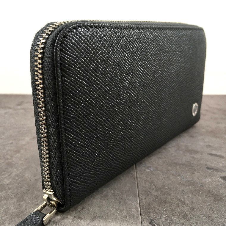 未使用品 BVLGARI ラウンドファスナー 長財布 グレー グリーン 228
