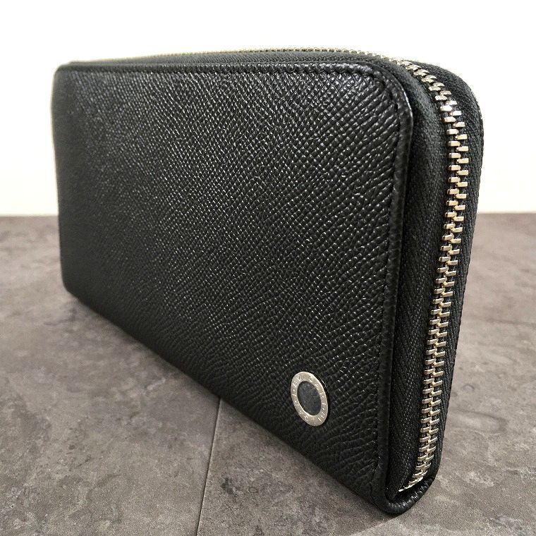 未使用品 BVLGARI ラウンドファスナー 長財布 グレー グリーン 228