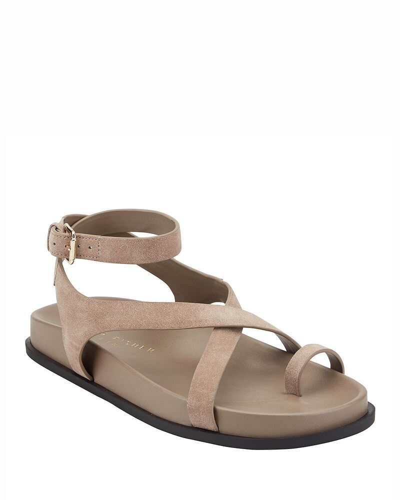 マーク・フィッシャー レディース シューズ サンダル スエード Marc Fisher LTD Womens Bevy Suede Casual Strappy Flat Sandals Taupe