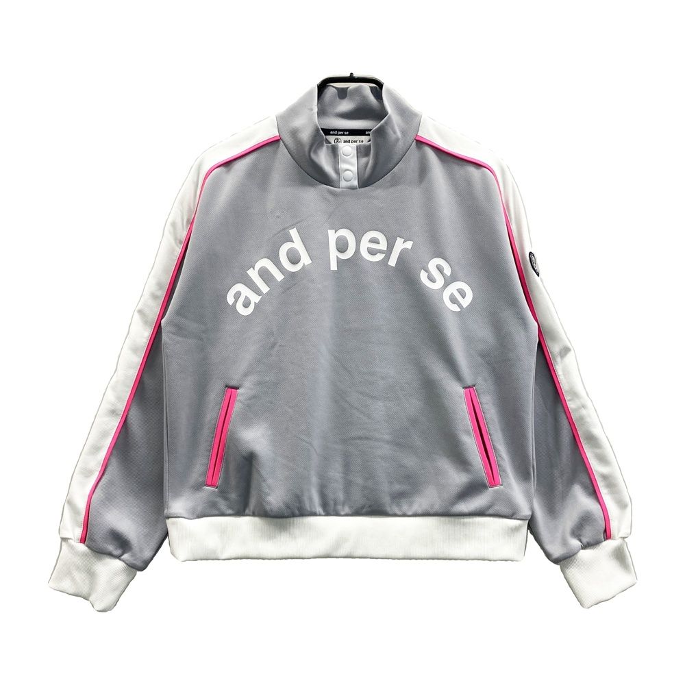 サイズ：L AND PER SE アンパスィ 2025年モデル ハイネック 長袖プルオーバー グレー系 [240101713552] ゴルフウェア レディース ストスト