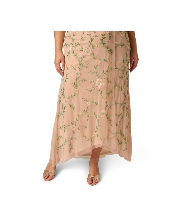 アドリアナ パペル レディース トップス ワンピース メッシュ ミディ Adrianna Papell Womens Bead FlutterSleeve Midi Mesh Dress Blush