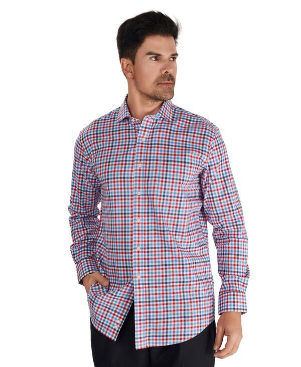 クラブルーム メンズ トップス シャツ Club Roomens Fashion Plaid Pattern Poplin Shirt Macys Exclusive Red レッド