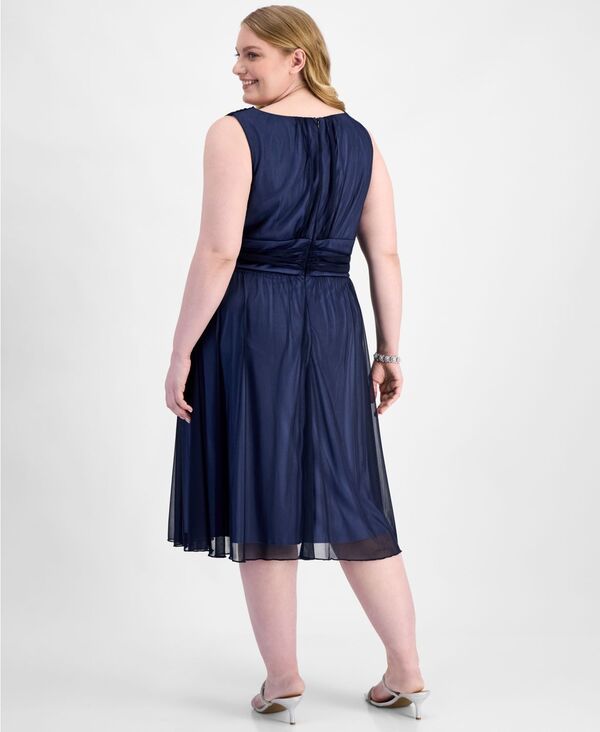 コネクテッド レディース トップス ワンピース シフォン ギャザー Connected Womens Chiffon RuchedWaist Dress Navy Slate スレート
