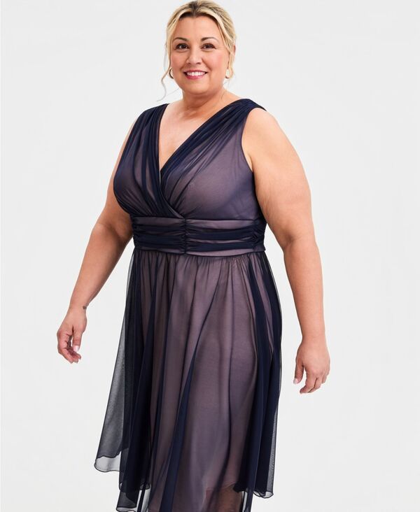 コネクテッド レディース トップス ワンピース シフォン ギャザー Connected Womens Chiffon RuchedWaist Dress Navy Mauve ネイビー