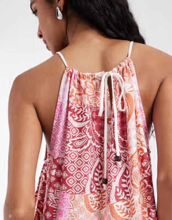 ヴェロモーダ レディース トップス ワンピース ハイネック プリント パッチワーク ミディ Vero Moda high neck trapeze midi dress paisley patchwo