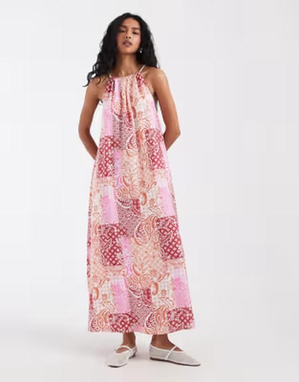 ヴェロモーダ レディース トップス ワンピース ハイネック プリント パッチワーク ミディ Vero Moda high neck trapeze midi dress paisley patchwo