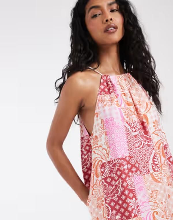 ヴェロモーダ レディース トップス ワンピース ハイネック プリント パッチワーク ミディ Vero Moda high neck trapeze midi dress paisley patchwo