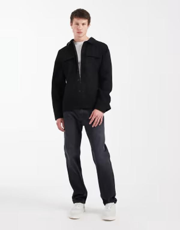 スリードベア メンズ トップス シャツ Threadbare double pocket front shacket Black ブラック