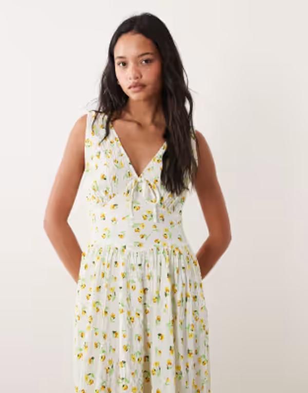 ウェンズデーガール レディース トップス ワンピース フラワー柄 フラワー Wednesdays Girl midaxi dress in yellow floral YELLOW イエロー ウェンズデーガール レディース トップス ワンピース フラワー柄 フラワー Wednesdays Girl midaxi dress in yellow floral YELLOW イエロー