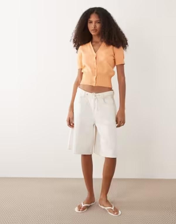 エイソス レディース アウター カーディガン Vネック ニット ASOS DESIGN fine knit vneck cardigan in peach ピーチ エイソス レディース アウター カーディガン Vネック ニット ASOS DESIGN fine knit vneck cardigan in peach ピーチ