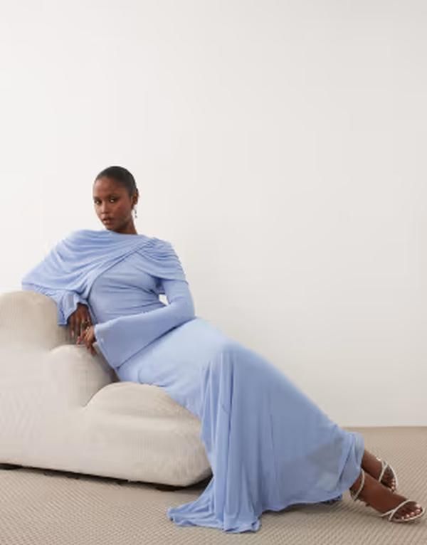 エイソス レディース トップス ワンピース ドレープ メッシュ オーバーレイ マキシ ASOS DESIGN Modesty mesh maxi dress with overlay draped n