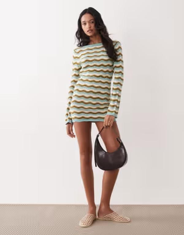 リズム レディース トップス ワンピース ミニット Rhythm whispering tides knit mini dress multi Blue multi ブルー