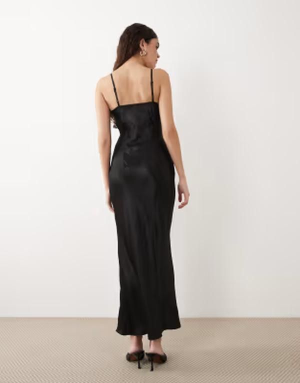 ネバーフリードレスド レディース トップス ワンピース サテン マキシ Never Fully Dressed satin embellished banana slip maxi dress Bla ネバーフリードレスド レディース トップス ワンピース サテン マキシ Never Fully Dressed satin embellished banana slip maxi dress Bla