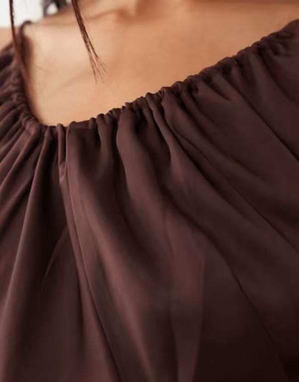 エイソス レディース トップス ワンピース ミニ サテン ASOS DESIGN bias cut scoop neck low back satin mini dress in chocolate