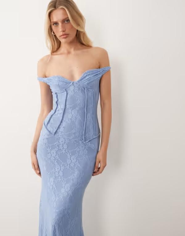 エイソス レディース トップス ワンピース レース マキシ ASOS DESIGN lace maxi dress with exposed seaming detail and twistraps