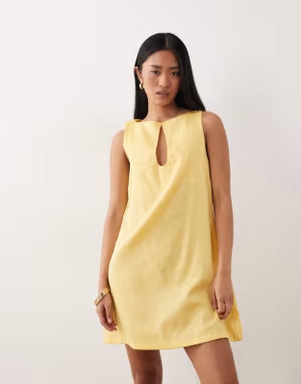 エイソス レディース トップス ワンピース ミニ ASOS DESIGN slash neckeyhole mini sundress in lemon zest Lemon Zest
