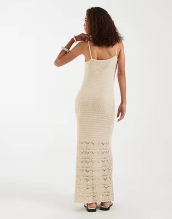 ヴェロモーダ レディース トップス ワンピース ニット マキシ Vero Moda crochet knit cami maxi dress in orange Birch オレンジ