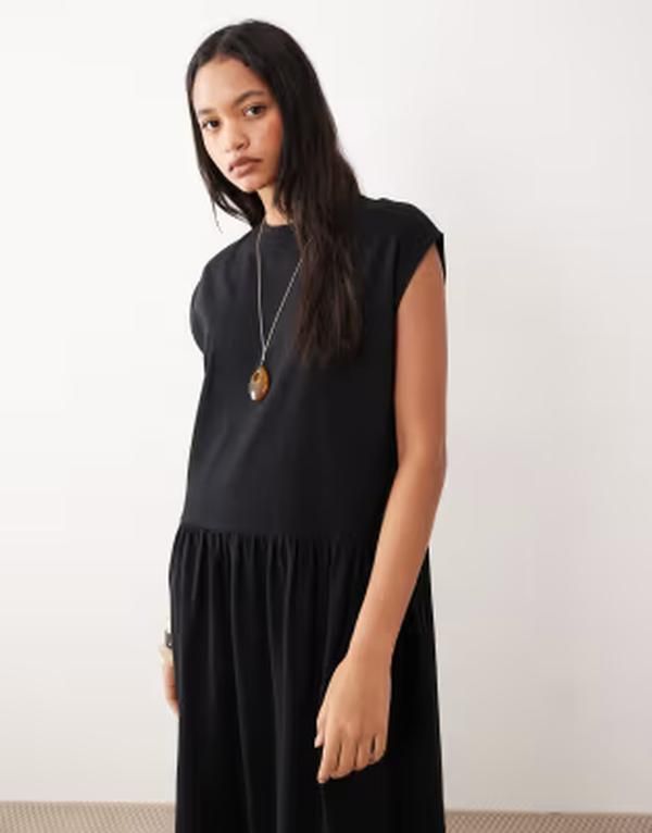 エイソス レディース トップス ワンピース ミディ ASOS DESIGN midi smock dress Black ブラック エイソス レディース トップス ワンピース ミディ ASOS DESIGN midi smock dress Black ブラック