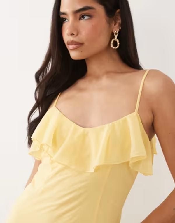 ヴェロモーダ レディース トップス ワンピース シフォン フリル ミディ Vero Moda ruffle bust chiffon midi cami dress in golden yellow ヴェロモーダ レディース トップス ワンピース シフォン フリル ミディ Vero Moda ruffle bust chiffon midi cami dress in golden yellow