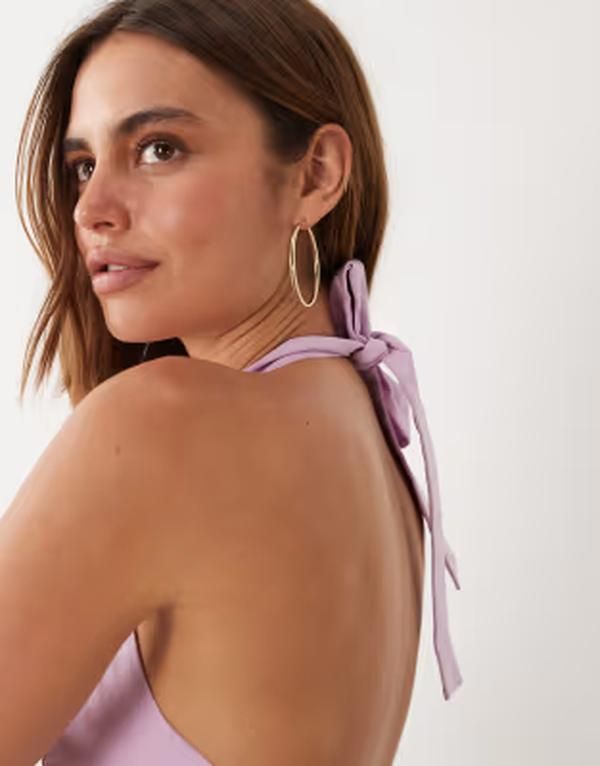 マンゴ レディース トップス ワンピース ミニ ホルター Mango starring Hailey Bieber halterneck mini dress in pale PINK ピンク