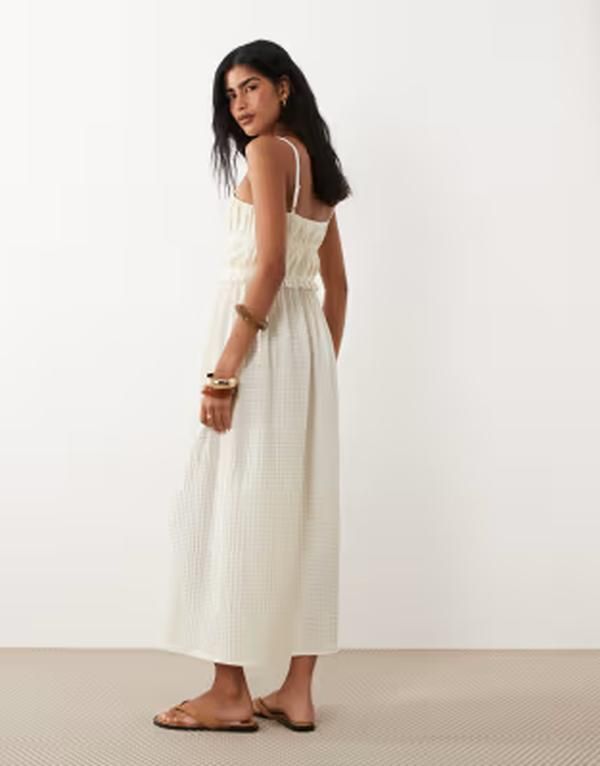 エイソス レディース トップス ワンピース ミディ ASOS DESIGN textured midi sundress CREAM クリーム