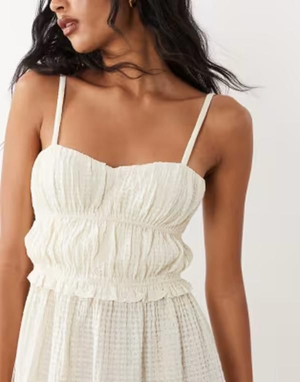 エイソス レディース トップス ワンピース ミディ ASOS DESIGN textured midi sundress CREAM クリーム