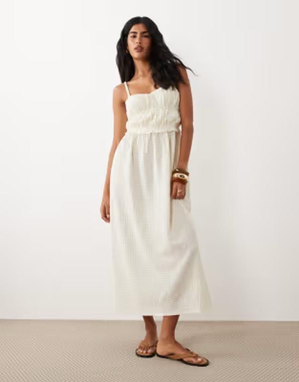 エイソス レディース トップス ワンピース ミディ ASOS DESIGN textured midi sundress CREAM クリーム