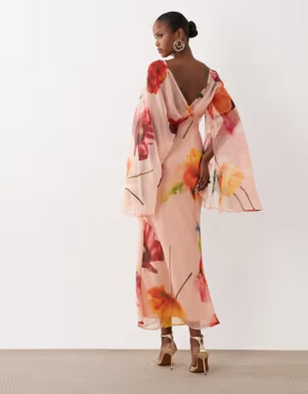 エイソス レディース トップス ワンピース オープンバック ケープデザイン ドレープリント キャップ ケープ ASOS DESIGN kimono sleeve cape detail draped エイソス レディース トップス ワンピース オープンバック ケープデザイン ドレープリント キャップ ケープ ASOS DESIGN kimono sleeve cape detail draped