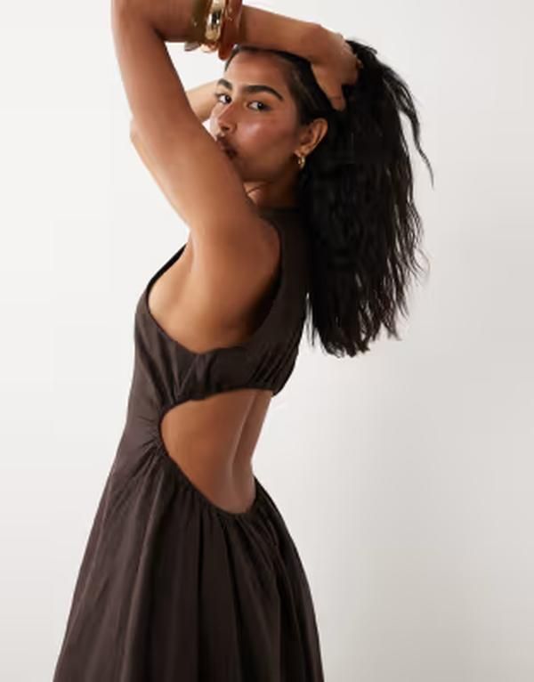 エイソス レディース トップス ワンピース オープンバック リネン マキシ ASOS DESIGN premium 100 linen waisted maxi dress with open bac エイソス レディース トップス ワンピース オープンバック リネン マキシ ASOS DESIGN premium 100 linen waisted maxi dress with open bac