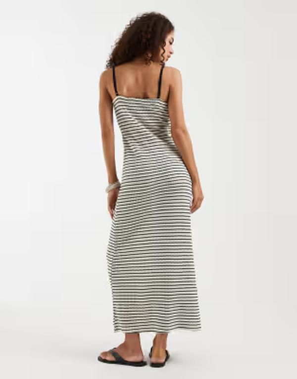 ヴェロモーダ レディース トップス ワンピース ニット マキシ Vero Moda stretch crochet knit cami maxi dress and cream stripe BIRC