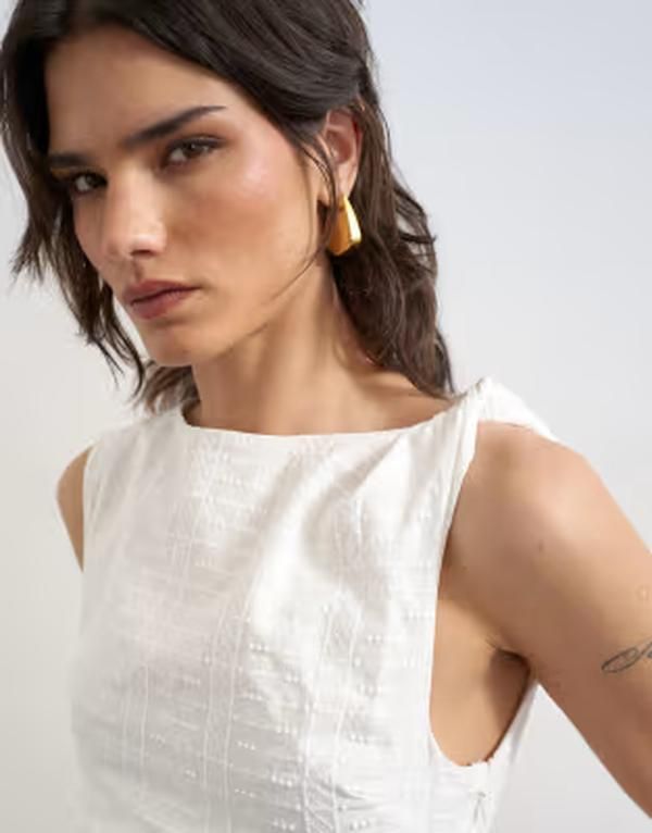 トップショップ レディース トップス ワンピース ミニ Topshop eyeletwisted shoulder mini dress White ホワイト トップショップ レディース トップス ワンピース ミニ Topshop eyeletwisted shoulder mini dress White ホワイト