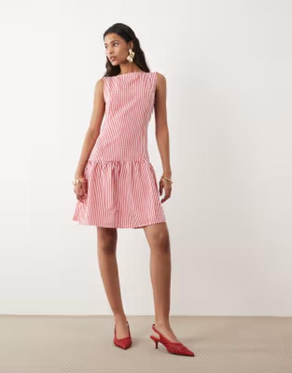 ヴィラ レディース トップス ワンピース ミニ Vila drop waist ginhamini dress and Snowhite ホワイト ヴィラ レディース トップス ワンピース ミニ Vila drop waist ginhamini dress and Snowhite ホワイト
