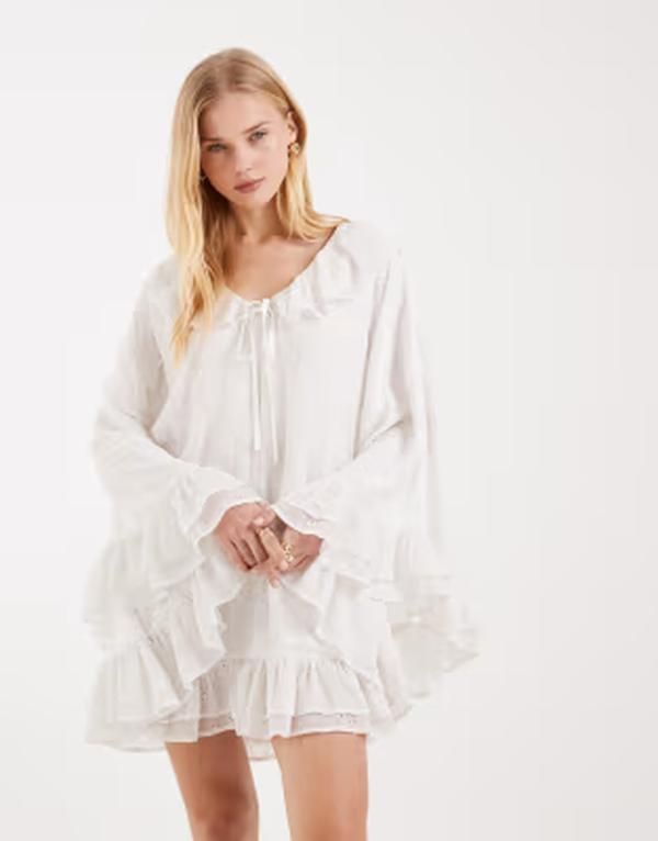 ミスセルフフリッジ レディース トップス ワンピース シフォン ケープデザイン 刺繍 キャップ ケープ Misselfridge festival embroidered chiffon cape d