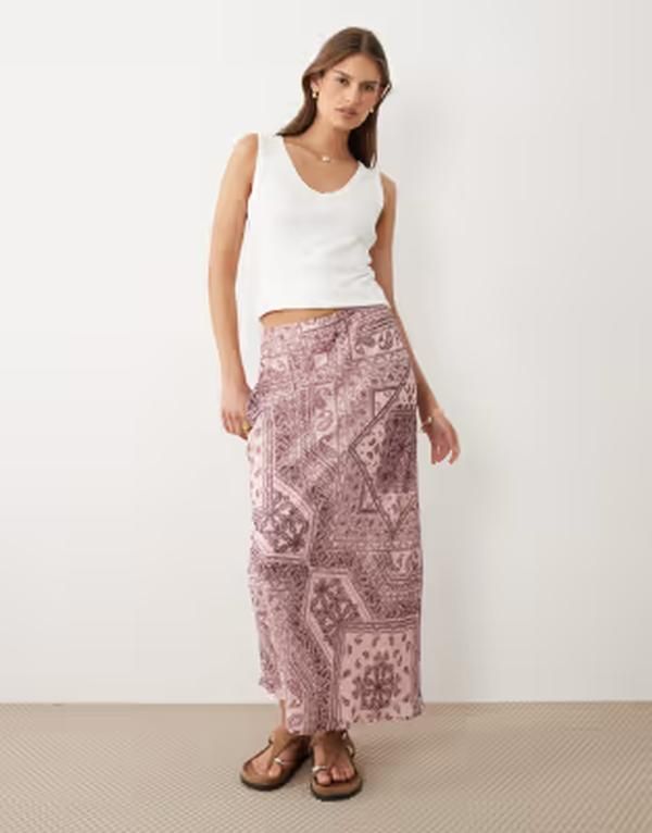 ウェンズデーガール レディース ボトムスカート プリント サテン Wednesdays Girl Wednesdays Girl satin bias cut midaxi skirt paisley