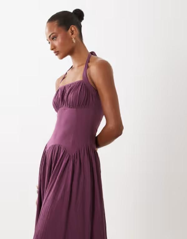 エイソス レディース トップス ワンピース ASOS DESIGN sweetheart neck shirred midaxi dress PURPLE パープル エイソス レディース トップス ワンピース ASOS DESIGN sweetheart neck shirred midaxi dress PURPLE パープル