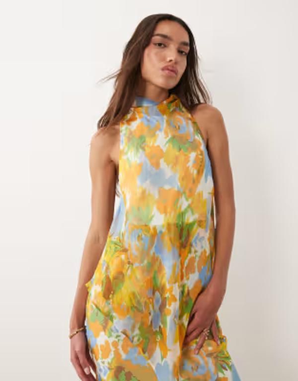 エイソス レディース トップス ワンピース シフォン ハイネック フラワー柄 プリント マキシ フラワー ASOS DESIGN chiffon high neck double layer maxi エイソス レディース トップス ワンピース シフォン ハイネック フラワー柄 プリント マキシ フラワー ASOS DESIGN chiffon high neck double layer maxi